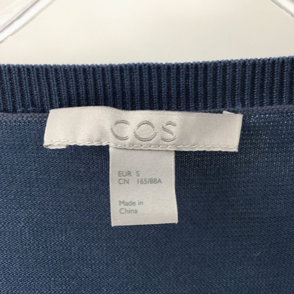 COS Womens Knit Tunic Top Blue Crewneck Mulberry Silk Back Art to Wear Sz S - Picture 10 of 11